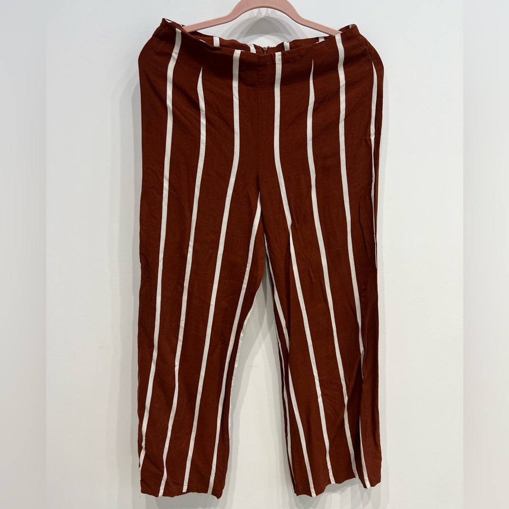 LUSH Brown & White Striped Dress Pants